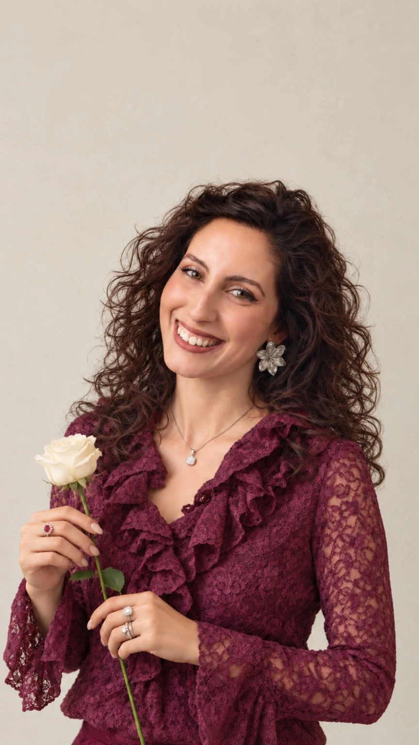 Dott.ssa Lucrezia Tardani, sorridente, con una rosa bianca